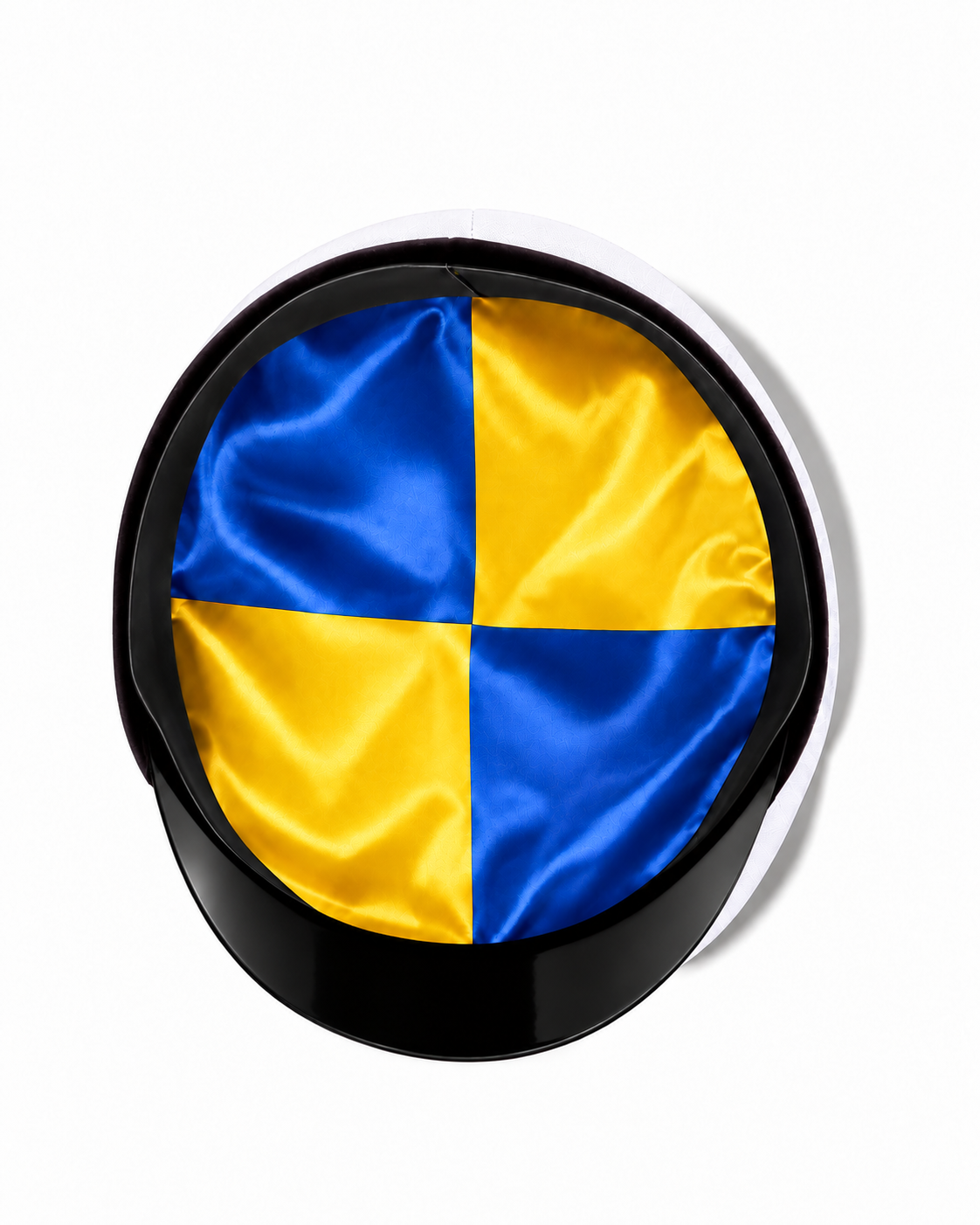 Interior of the Swedish graduation cap with blue-and-yellow lining